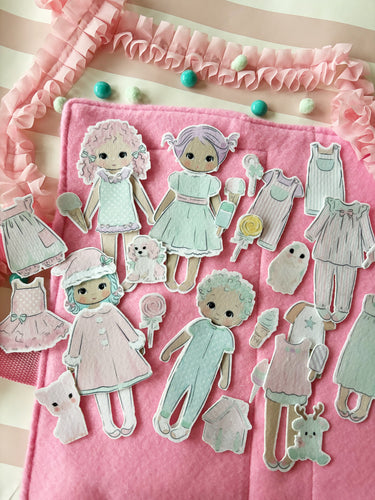 Doll felt set with travel bag