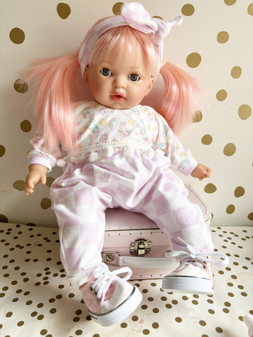 16” pink hair soft body doll