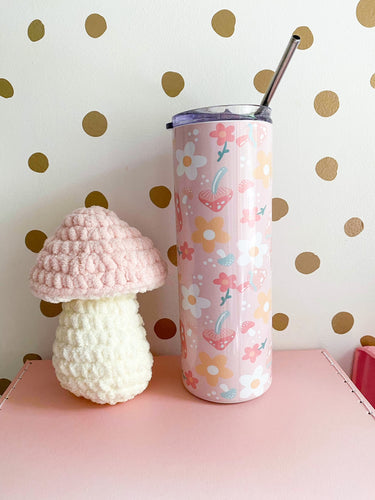 20oz Retro Mushroom & Floral on Pink