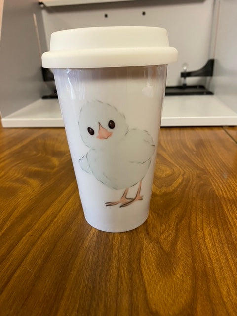Blue chick latte mug