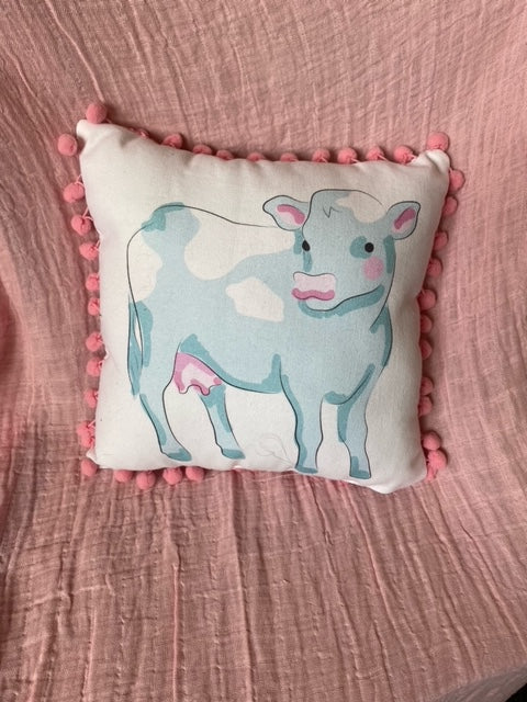Cow Pom Pom Pillow
