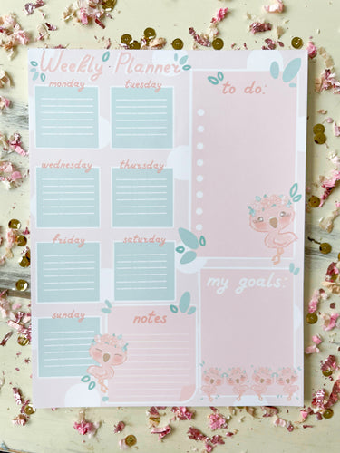 8x10.5 flamingo weekly planner notepad