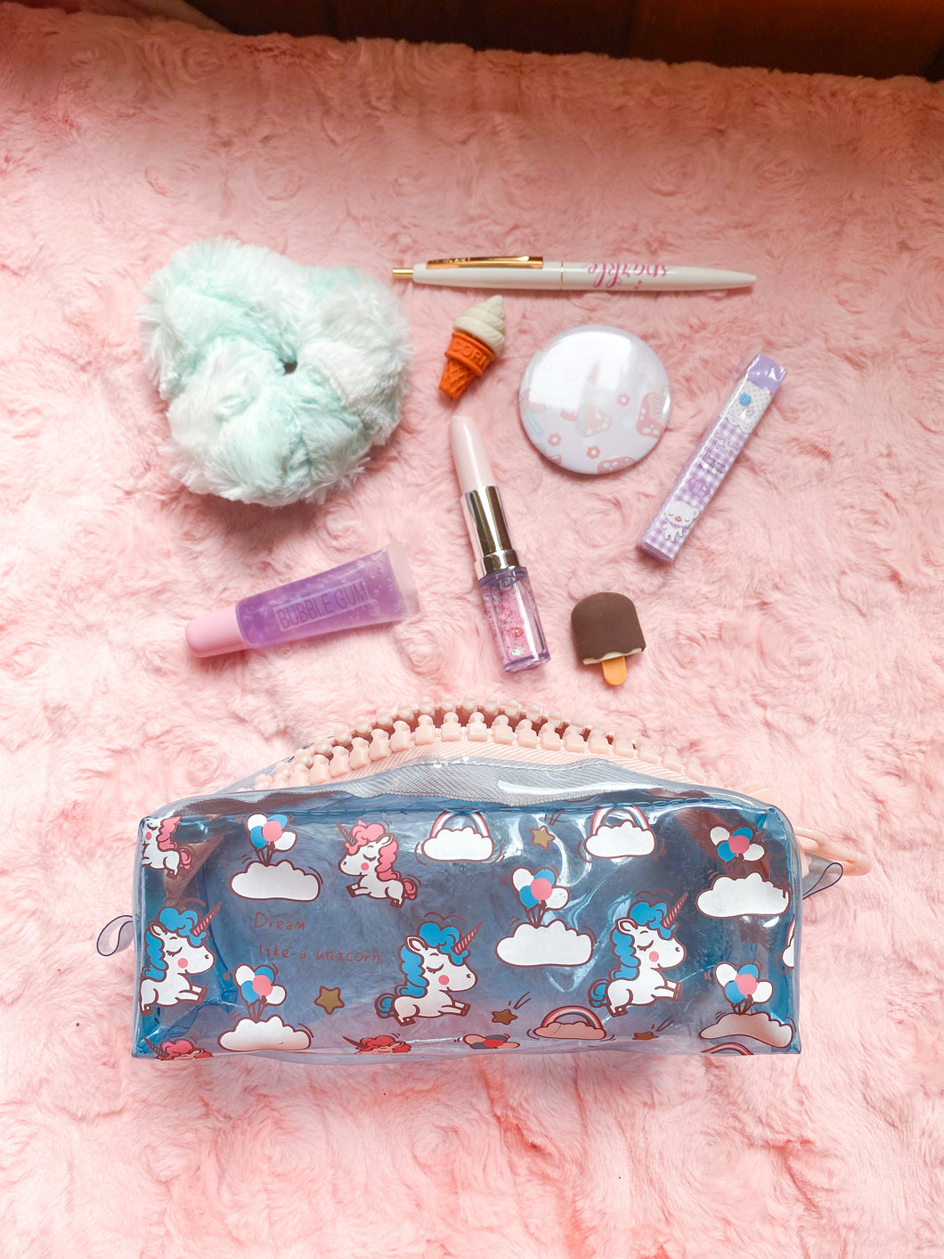 Translucent blue unicorn grab bag