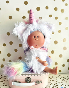 Mia unicorn costume and purse
