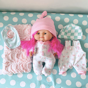 10 inch pink hair doll set