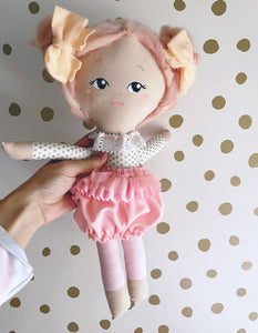 14 inch doll pink cream hair