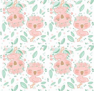 Flamingo and leaves Snuggle blanket