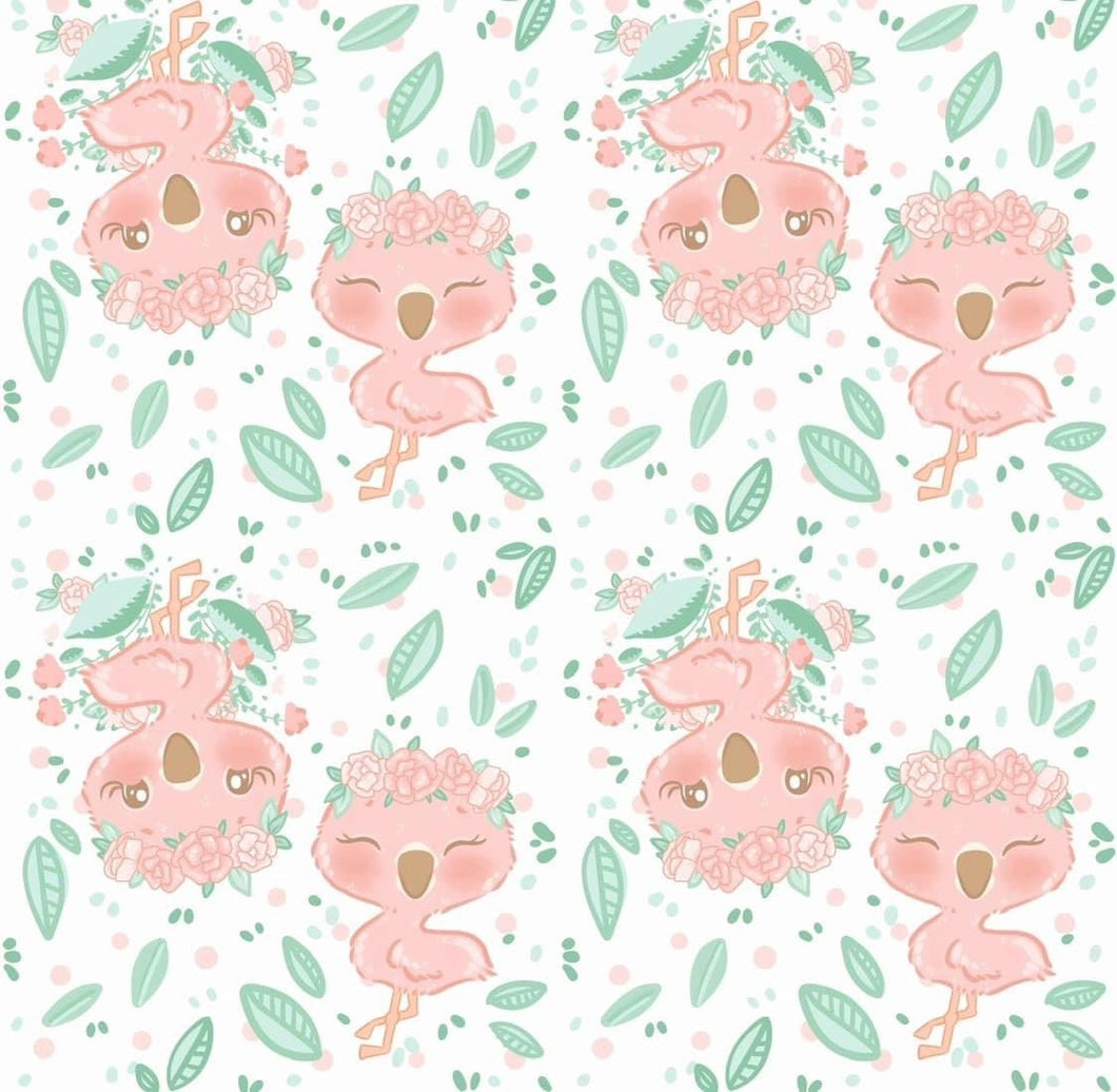 Flamingo and leaves Snuggle blanket