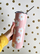 Load image into Gallery viewer, 20oz pink and white daisy Tumbler