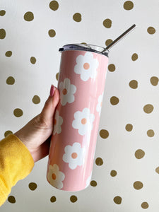 20oz pink and white daisy Tumbler