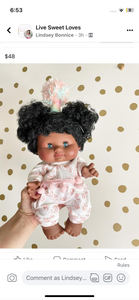 African American 10” doll with puffs