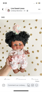 African American 10” doll with puffs