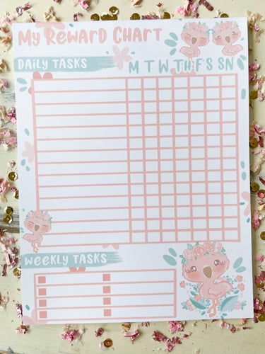 8.5x11 flamingo reward chart notepad