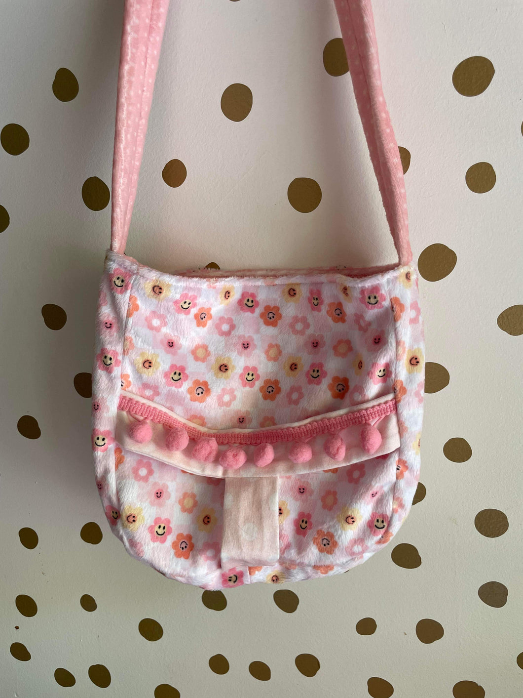 Doll purse carrier  retro flowers
