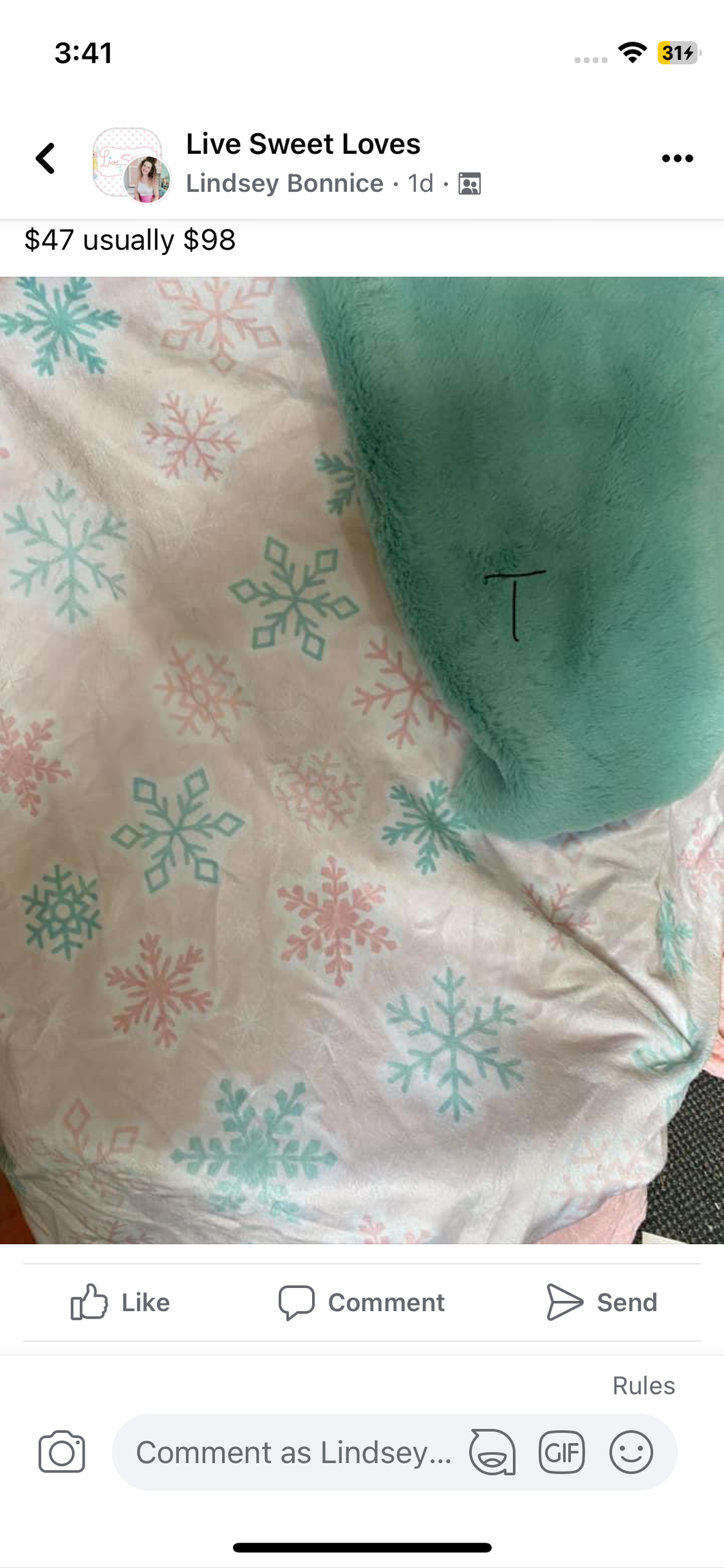 Snowflake toddler blanket