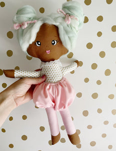 14 inch doll mint pigtails