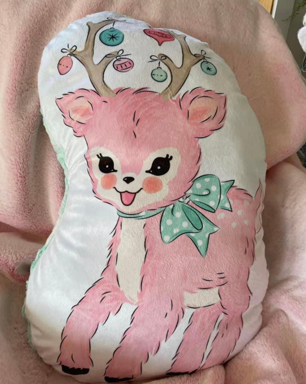 Pink reindeer pillow