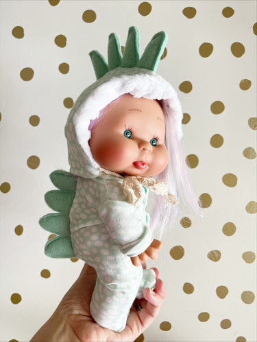 10” Mint dino and purple cat costume