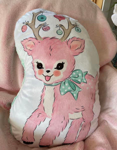 Pink reindeer pillow