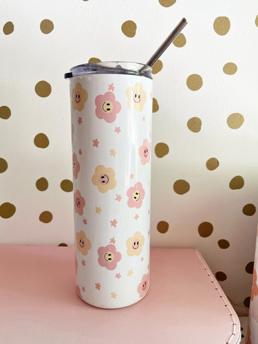 20oz smiley flower and stars retro Tumbler