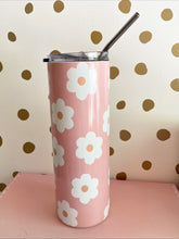 Load image into Gallery viewer, 20oz pink and white daisy Tumbler