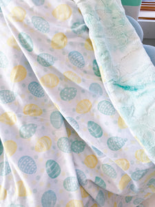 Easter Mint and Yellow Egg Snuggle Blanket