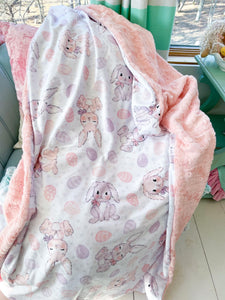 Pink and Purple Bunny Snuggle Blanket