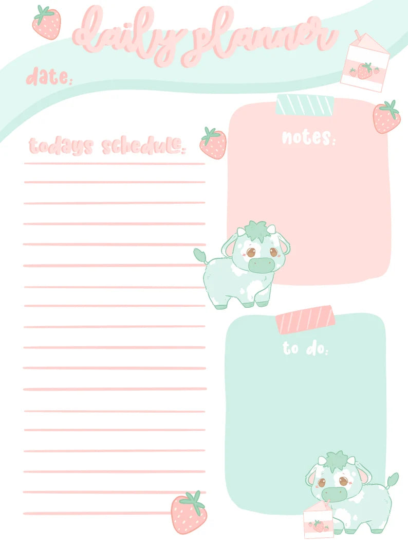 cow Daily Planner: Printable