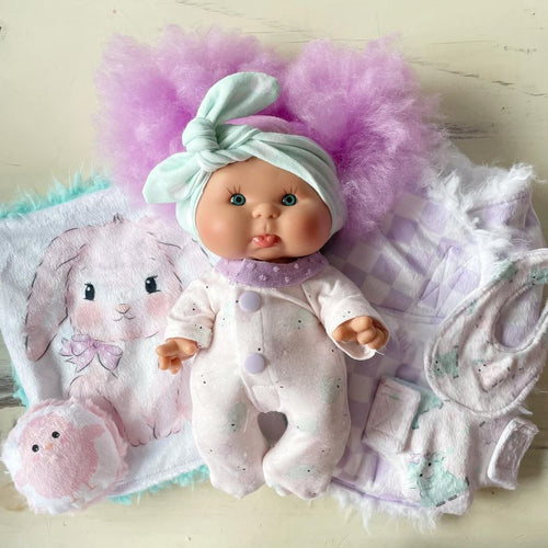 10” purple cotton candy swaddle and blankie set