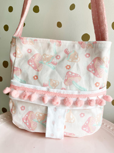 Pastel mushroom doll purse carrier