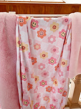 Load image into Gallery viewer, Smiley floral retro snuggle blanket