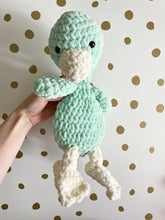 Load image into Gallery viewer, Medium mint crochet duck snuggler