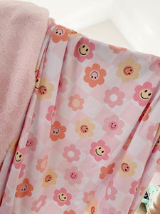 Smiley floral retro snuggle blanket