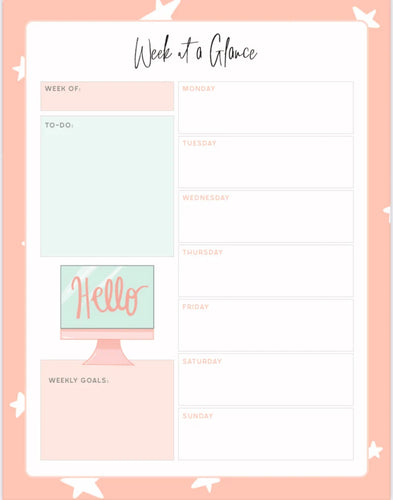 Week at a Glance Planner: Printable