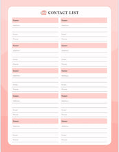 Load image into Gallery viewer, Contact List Planner: Printable