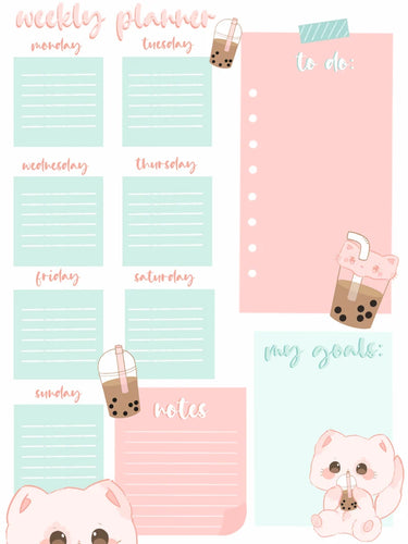 Boba Weekly Planner: Printable