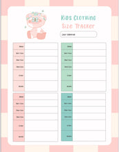 Load image into Gallery viewer, Kids Clohing Size Tracker Planner: Printable