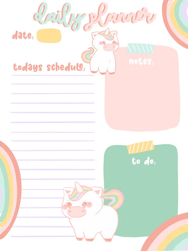 Unicorn Daily Planner: Printable