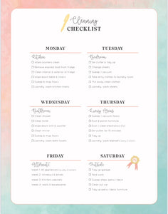Cleaning Checklist Planner: Printable