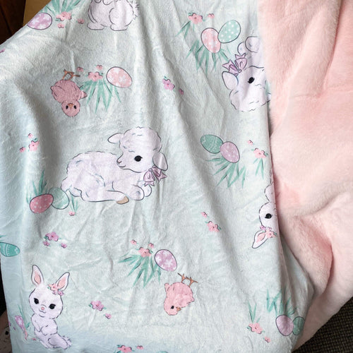 Easter Snuggle Blanket on Mint