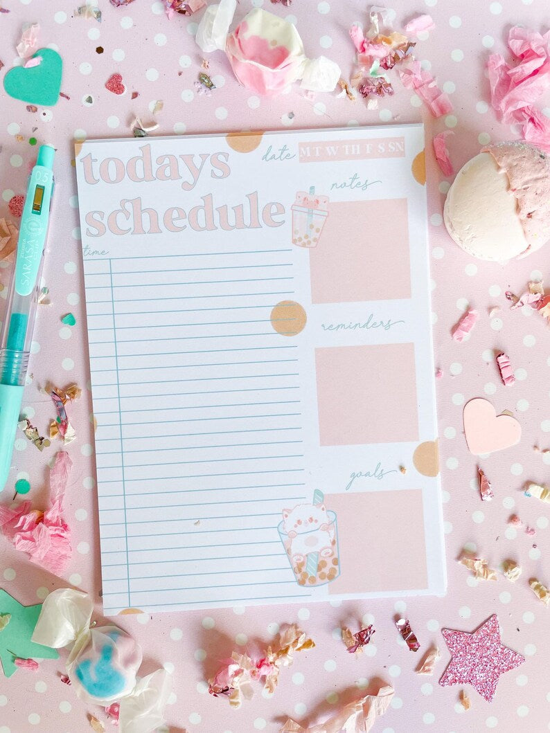 5x7 Boba Daily Schedule Notepad