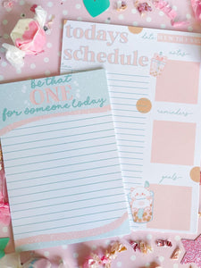 5x7 Boba Daily Schedule Notepad