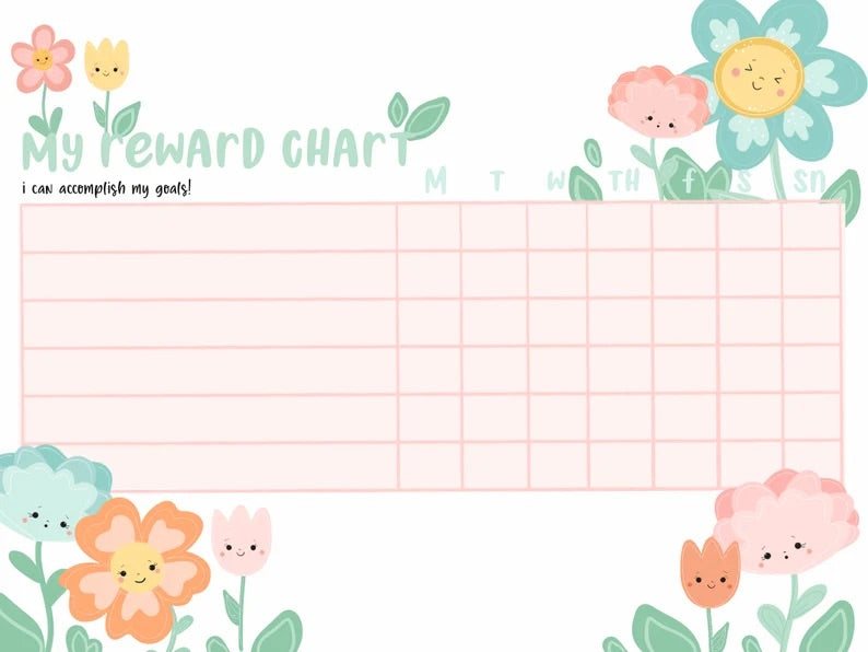 Flowers Reward Chart:  Printable