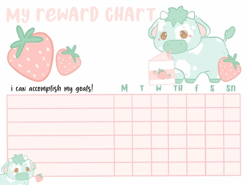 Strawberry Cow Reward Chart:  Printable