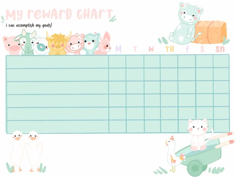 Farm Critters Reward Chart:  Printable