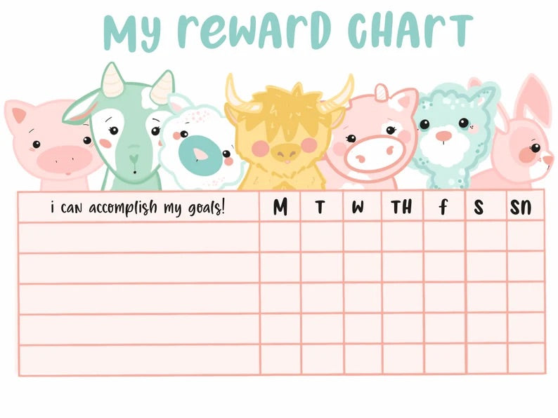 Animals Reward Chart:  Printable