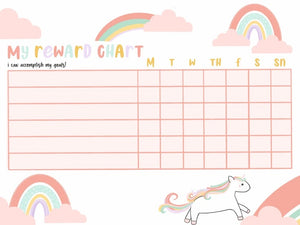 Rainbow Unicorn Reward Chart:  Printable