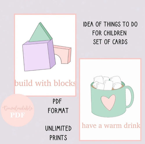 Ideas of things to do set of 16 cards Printable