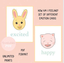 Load image into Gallery viewer, Emotion cards set of 16 Printable