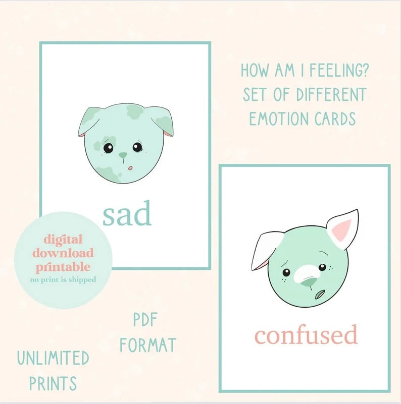 Emotion cards set of 16 Printable